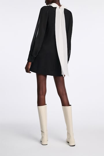 Dorothee Schumacher Kurzes Kleid aus Punto Milano mit Details aus Seidengeorgette pure black