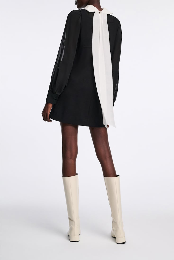 Dorothee Schumacher Minidress in Punto Milano with silk georgette details pure black