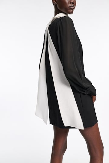 Dorothee Schumacher Kurzes Kleid aus Punto Milano mit Details aus Seidengeorgette pure black