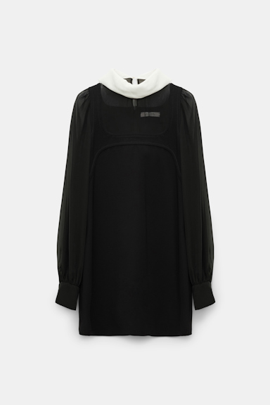 Dorothee Schumacher Minidress in Punto Milano with silk georgette details pure black