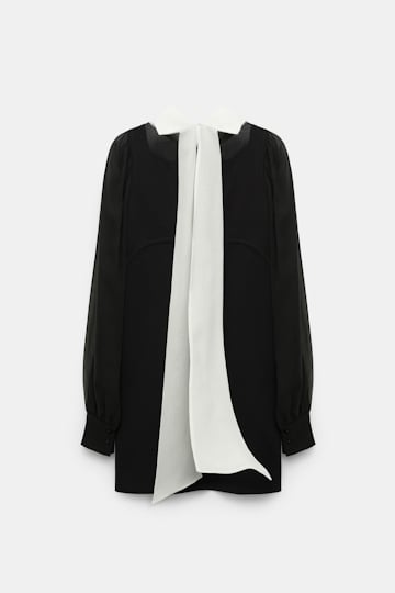 Dorothee Schumacher Kurzes Kleid aus Punto Milano mit Details aus Seidengeorgette pure black