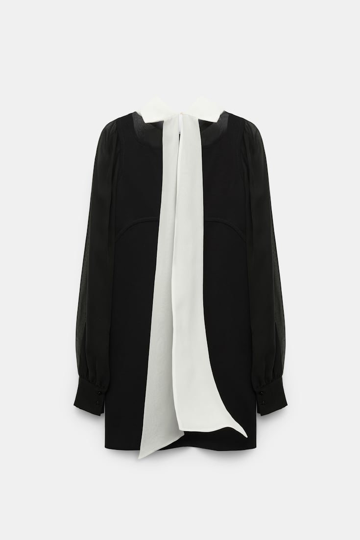 Dorothee Schumacher Minidress in Punto Milano with silk georgette details pure black
