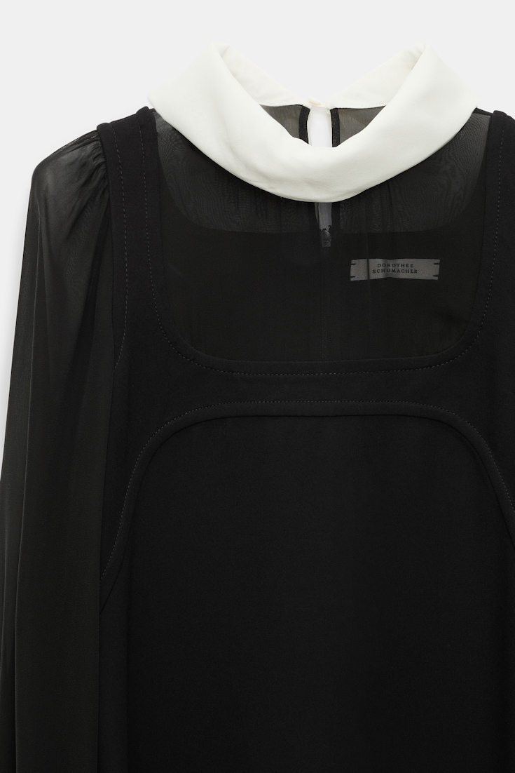 Dorothee Schumacher Minidress in Punto Milano with silk georgette details pure black