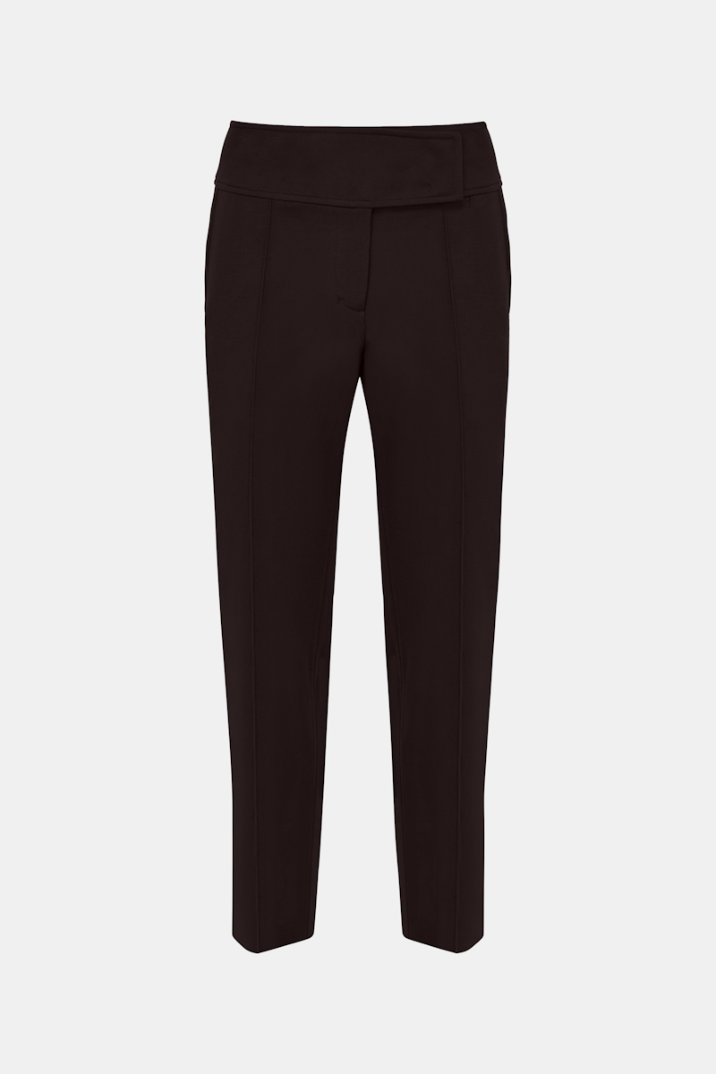 Dorothee Schumacher Emotional Essence Milano-stitch Cigarette Trousers In Brown