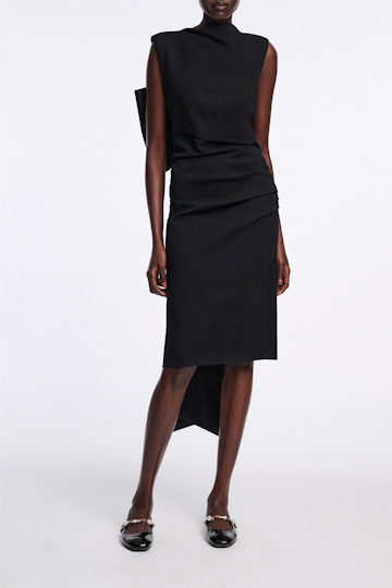 Dorothee Schumacher Lightweight Punto Milano dress with maxi bow pure black