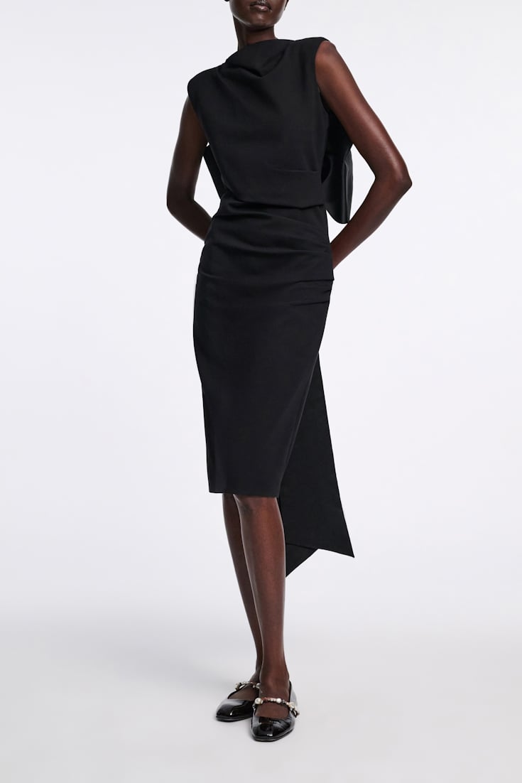 Dorothee Schumacher Lightweight Punto Milano dress with maxi bow pure black