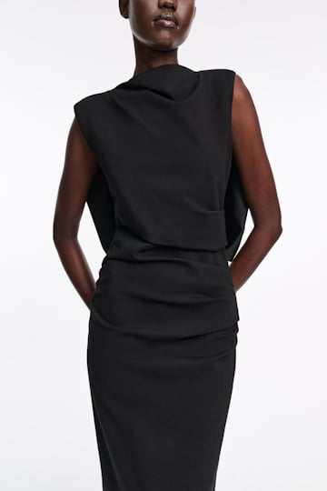 Dorothee Schumacher Drapierters Kleid aus leichtem Punto Milano pure black