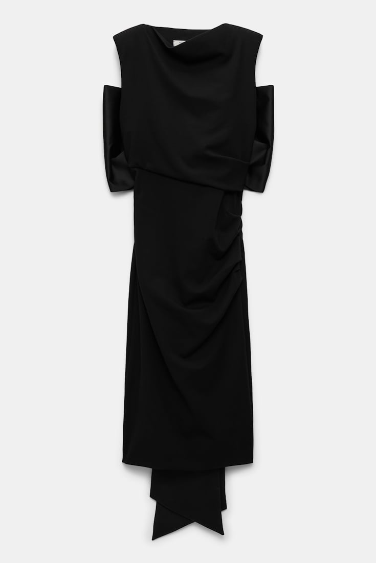 Dorothee Schumacher Lightweight Punto Milano dress with maxi bow pure black