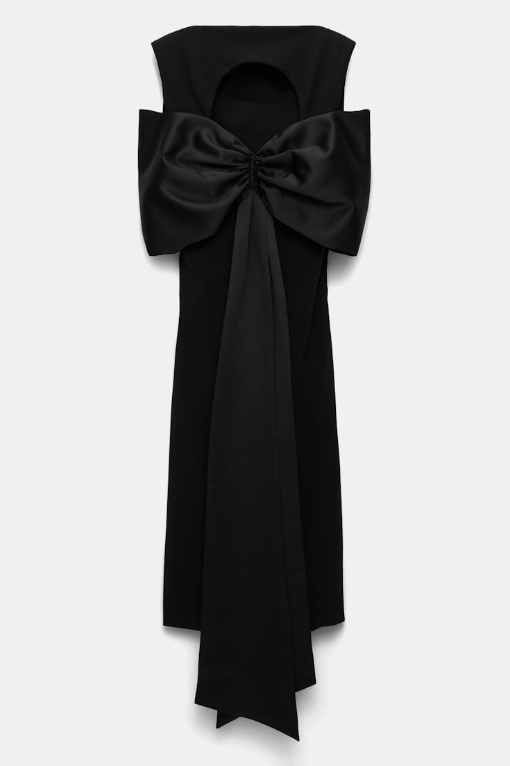 Dorothee Schumacher Lightweight Punto Milano dress with maxi bow pure black