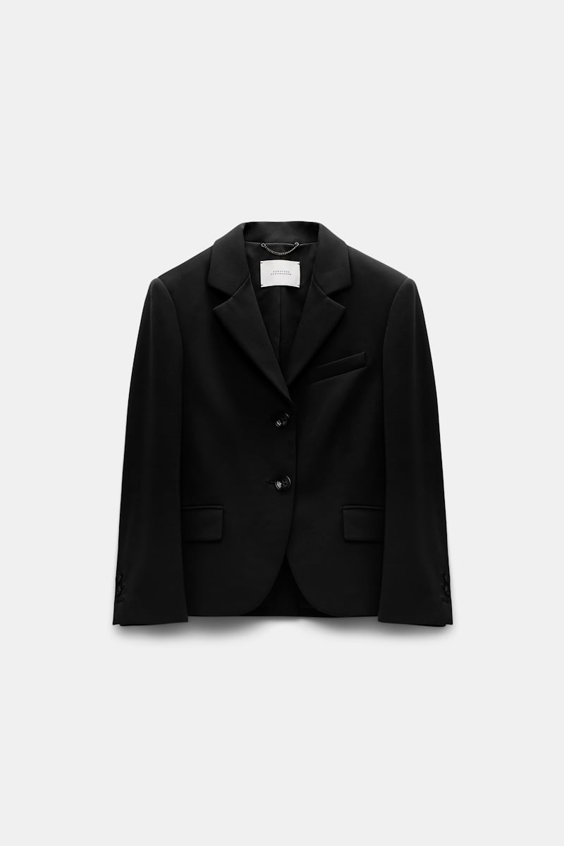 Dorothee Schumacher Cropped Blazer In Punto Milano In Black