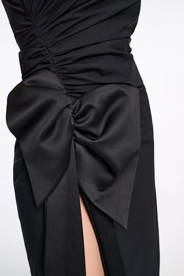 Dorothee Schumacher Kleid aus Baumwoll-Popeline mit Maxischleife pure black