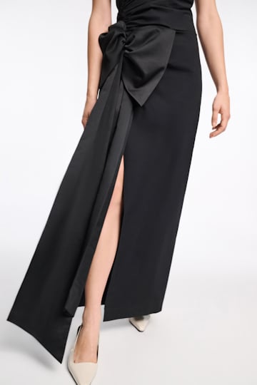 Dorothee Schumacher Kleid aus Baumwoll-Popeline mit Maxischleife pure black