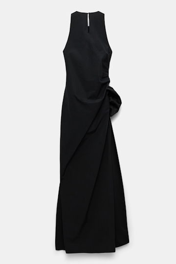 Dorothee Schumacher Kleid aus Baumwoll-Popeline mit Maxischleife pure black
