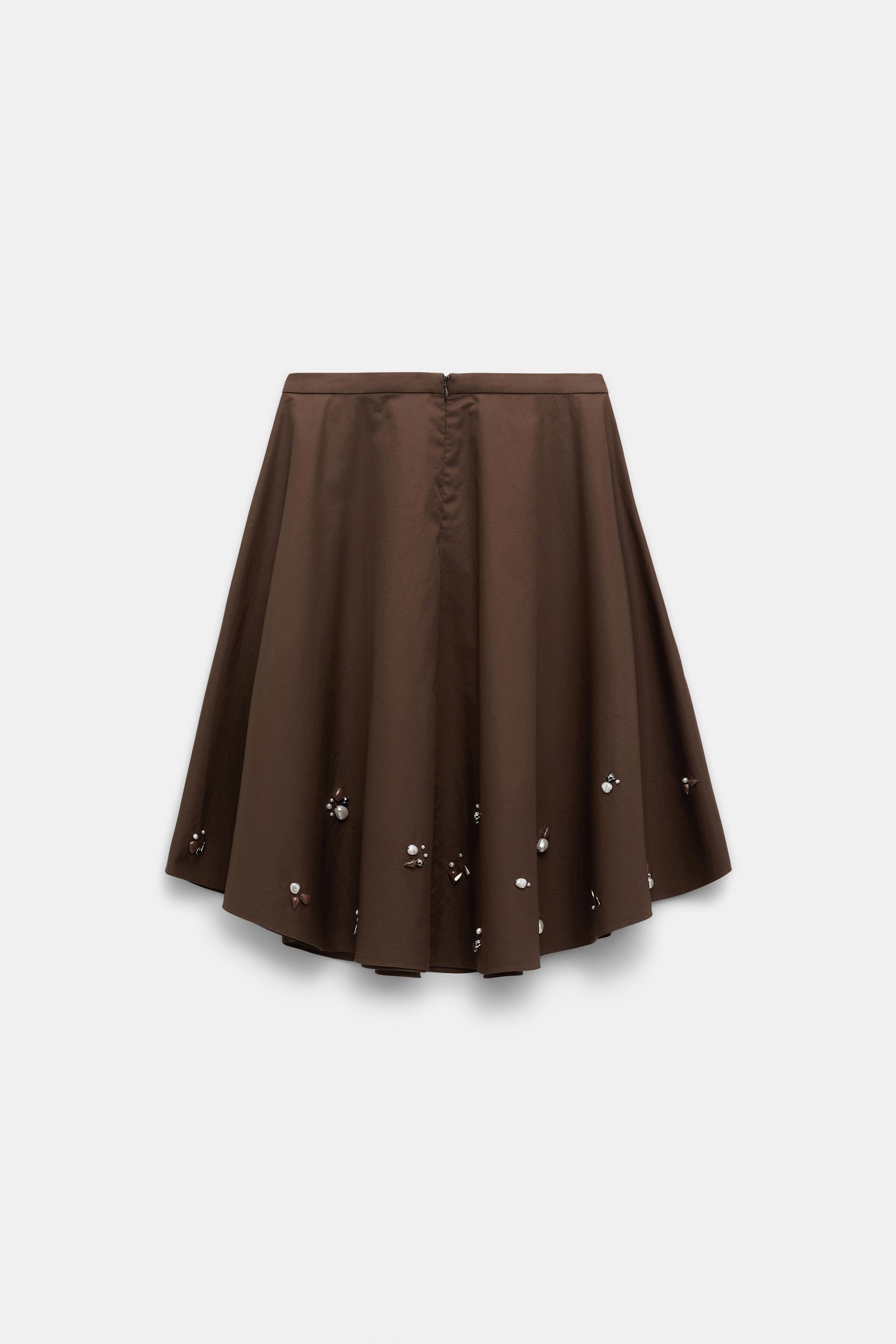 Dorothee Schumacher Von Hand bestickter Tellerrock chocolate