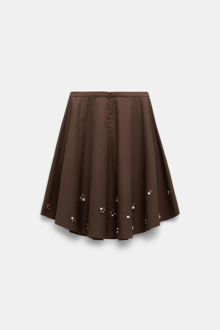 Dorothee Schumacher Von Hand bestickter Tellerrock chocolate