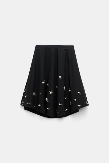 Dorothee Schumacher Hand-embellished swing skirt pure black