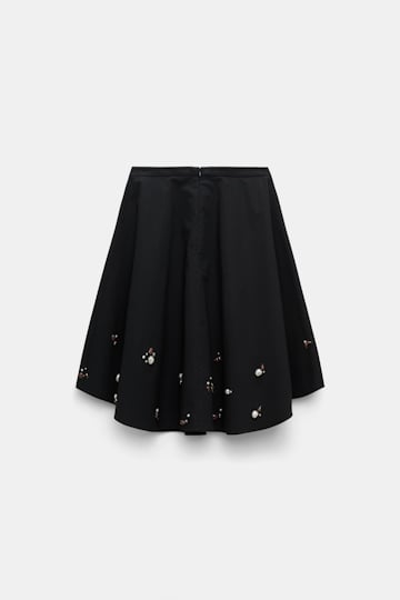 Dorothee Schumacher Von Hand bestickter Tellerrock pure black