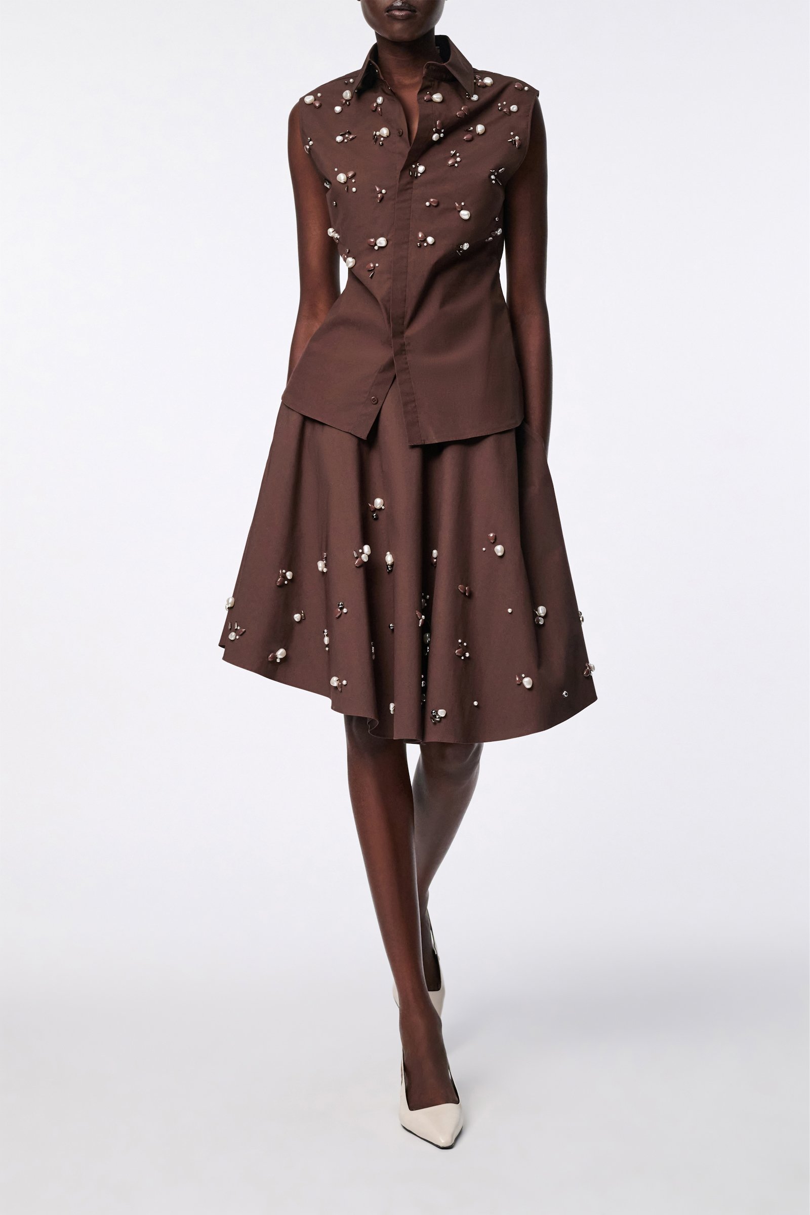 Dorothee Schumacher Hand-embellished sleeveless chocolate