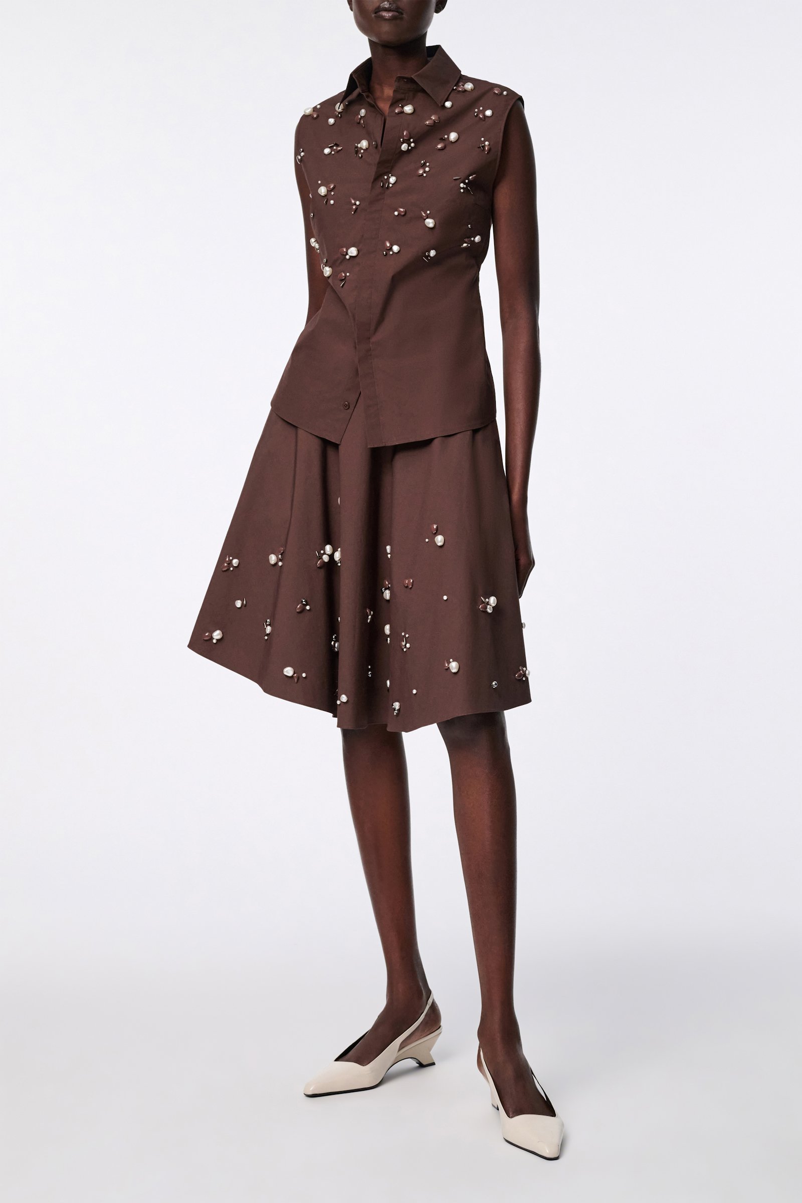Dorothee Schumacher Hand-embellished sleeveless chocolate