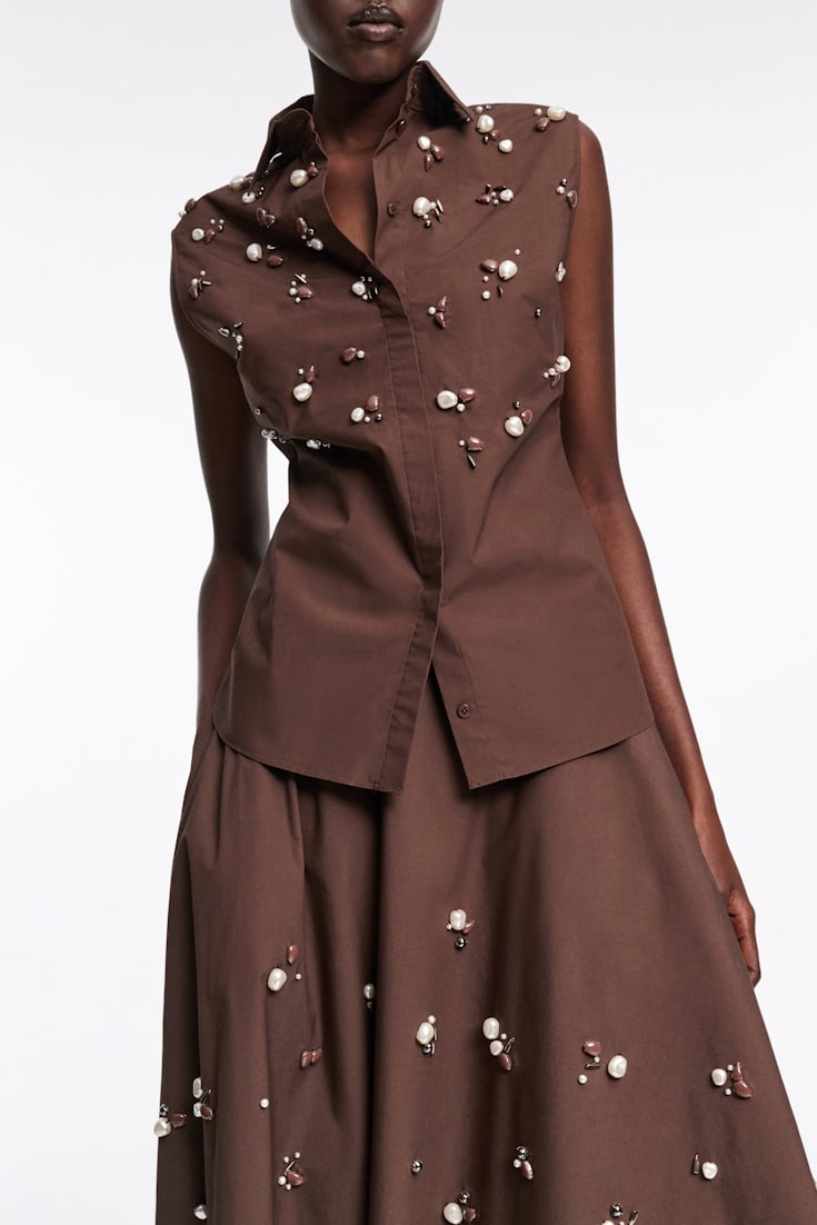 Dorothee Schumacher Hand-embellished sleeveless chocolate