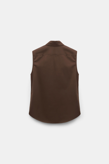 Dorothee Schumacher Von Hand bestickte, ärmellose Bluse chocolate
