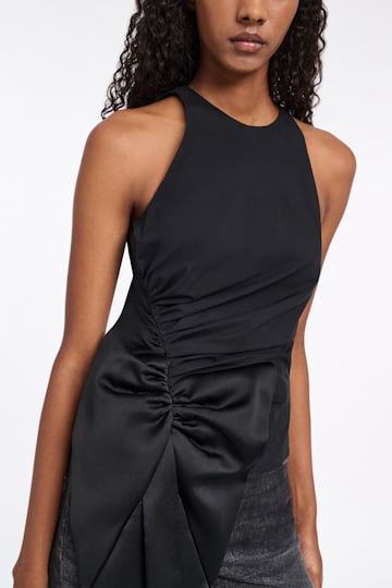 Dorothee Schumacher Top aus Baumwoll-Popeline mit Maxischleife pure black