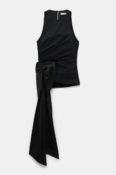 Dorothee Schumacher Top aus Baumwoll-Popeline mit Maxischleife pure black