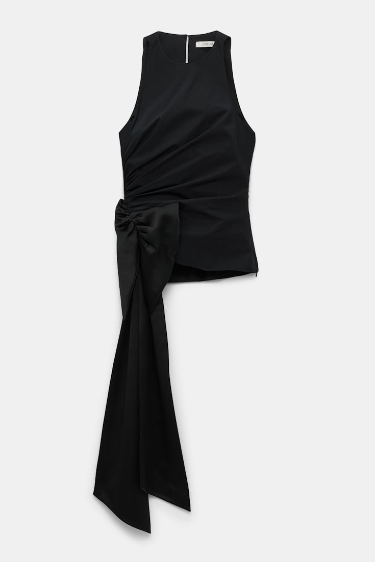 Dorothee Schumacher Top aus Baumwoll-Popeline mit Maxischleife pure black