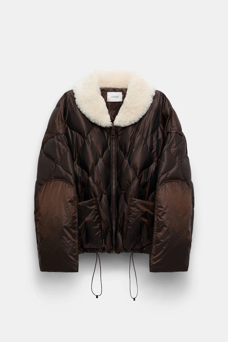Dorothee Schumacher Down jacket with faux fur collar chocolate