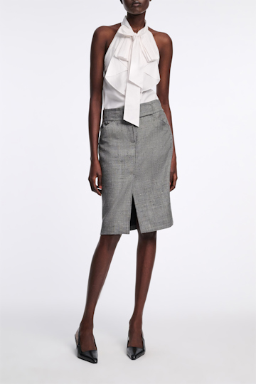 Dorothee Schumacher Stretch poplin sleeveless blouse with draped bow pure white