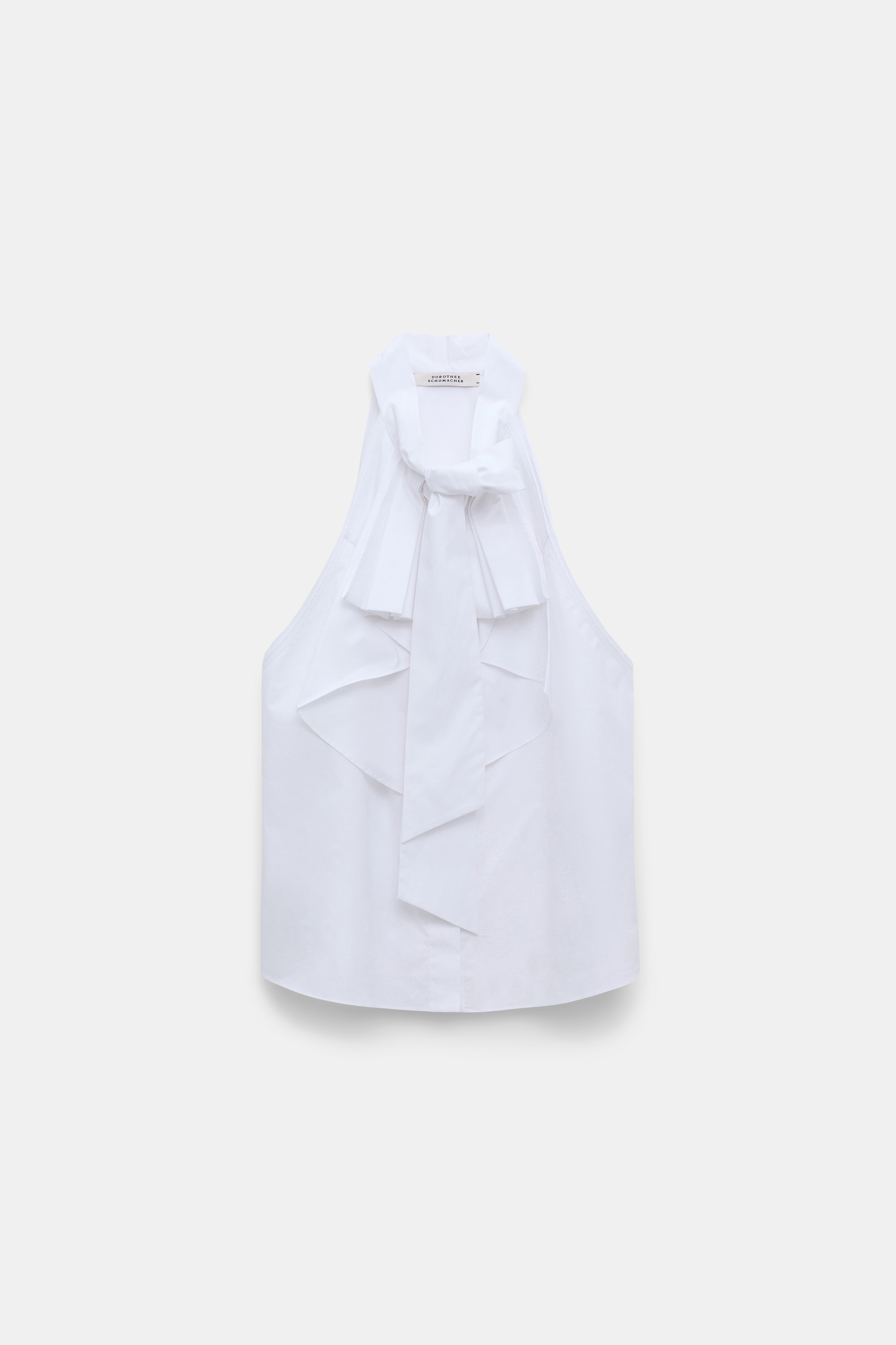 Dorothee Schumacher Stretch poplin sleeveless blouse with draped bow pure white