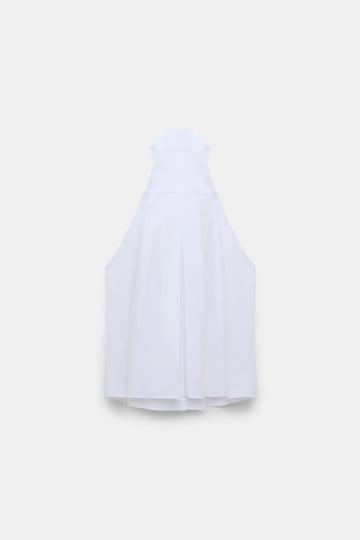 Dorothee Schumacher Stretch poplin sleeveless blouse with draped bow pure white