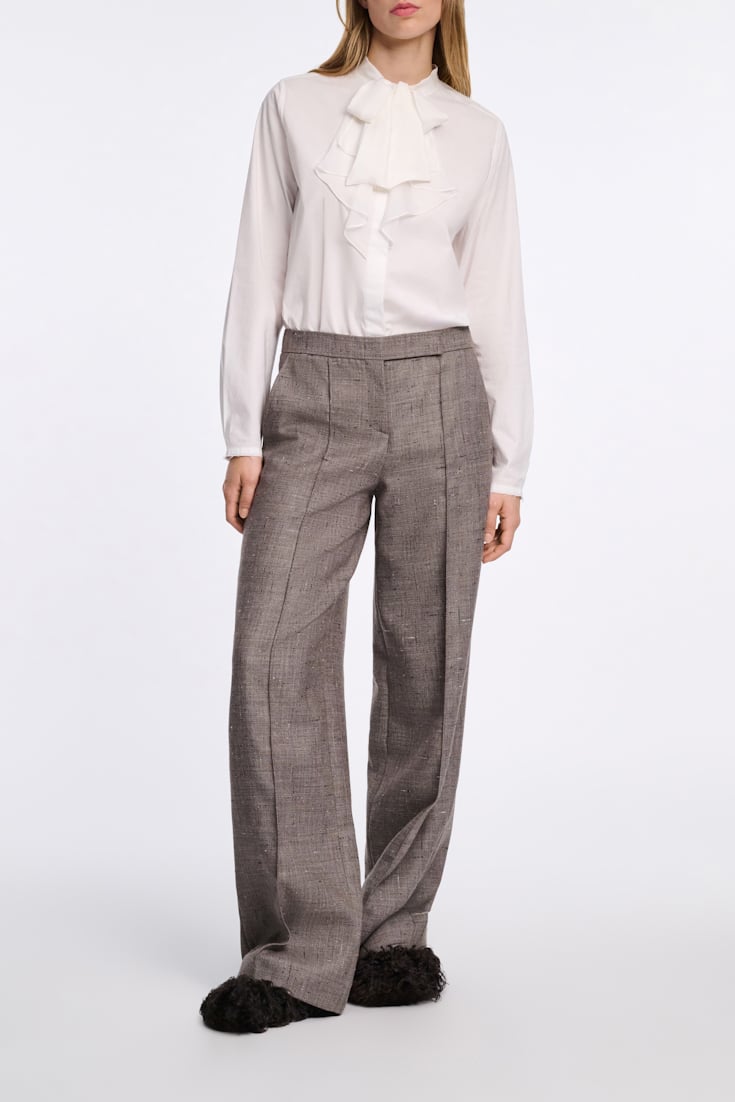 Dorothee Schumacher Stretch poplin blouse with draped bow pure white