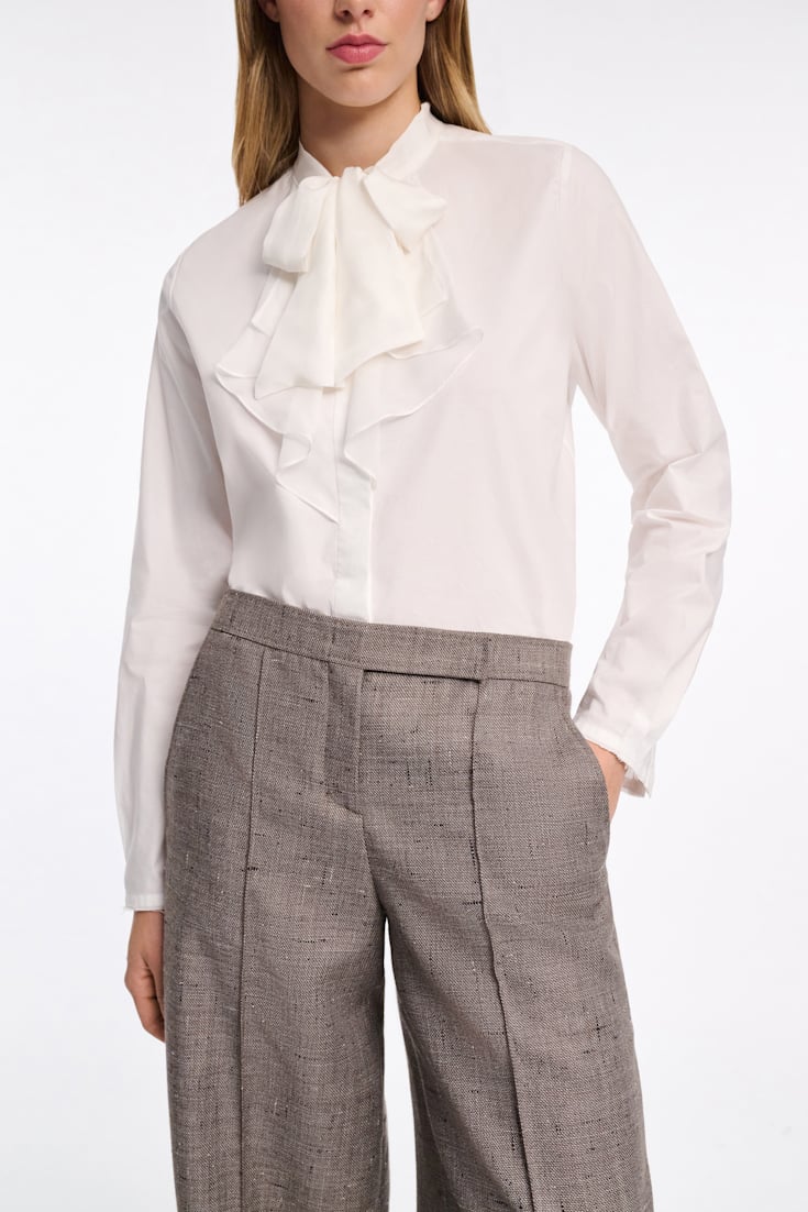 Dorothee Schumacher Stretch poplin blouse with draped bow pure white