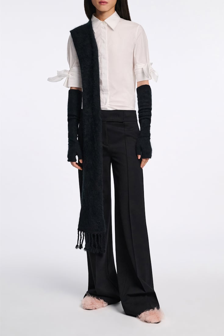 Dorothee Schumacher Stretch poplin tie-sleeve blouse pure white