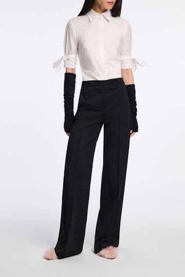 Dorothee Schumacher Stretch poplin tie-sleeve blouse pure white