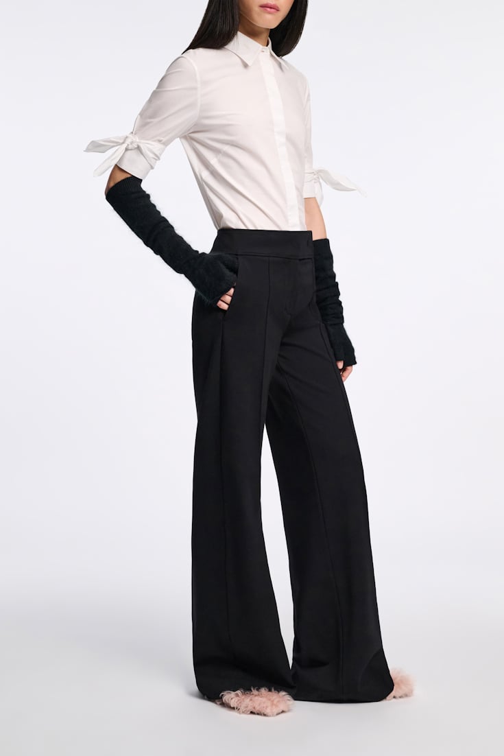 Dorothee Schumacher Stretch poplin tie-sleeve blouse pure white