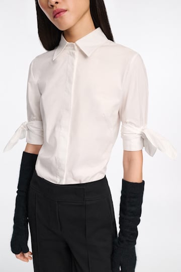 Dorothee Schumacher Stretch poplin tie-sleeve blouse pure white