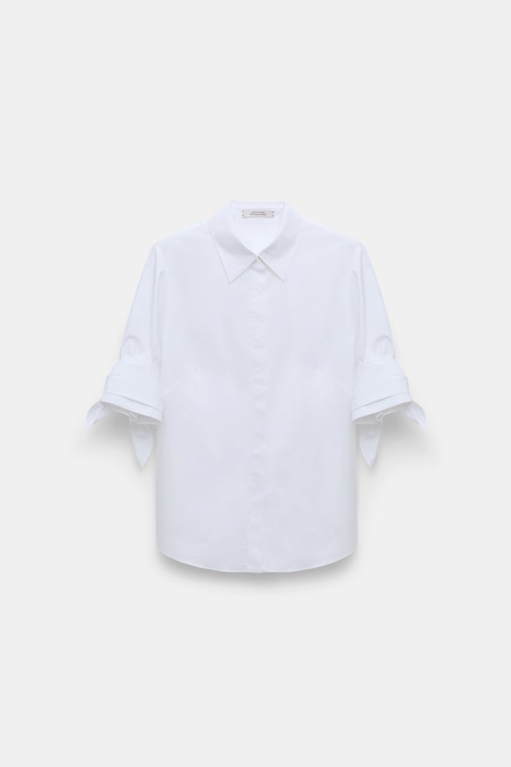 Dorothee Schumacher Stretch poplin tie-sleeve blouse pure white