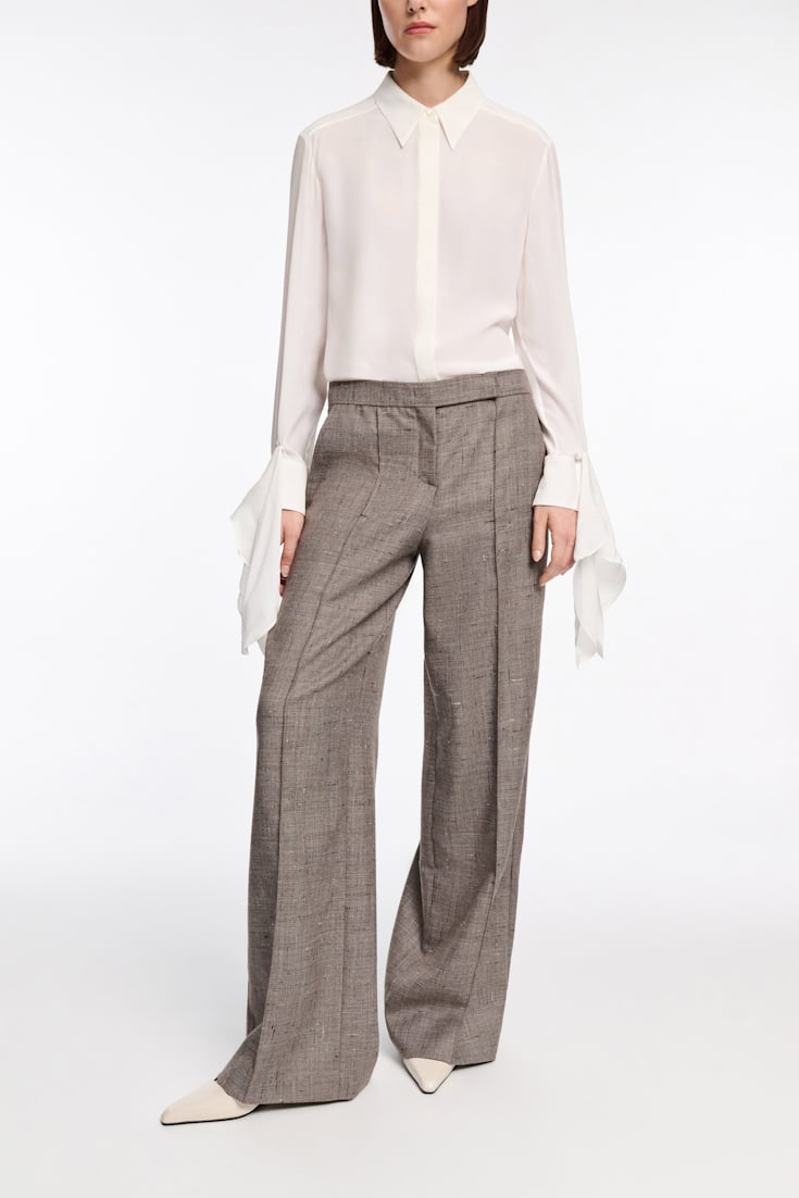 Dorothee Schumacher Silk-viscose crêpe de Chine tie-sleeve blouse camellia white