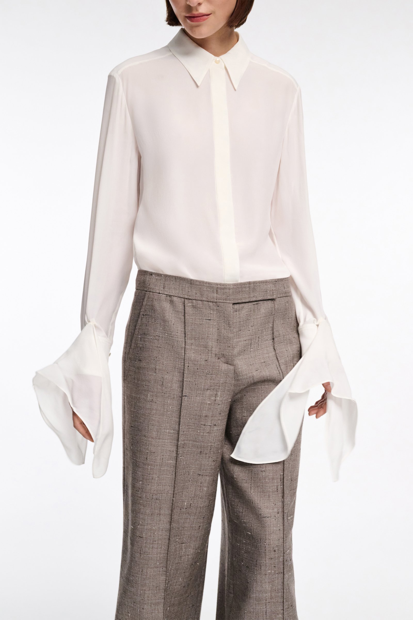 Dorothee Schumacher Silk-viscose crêpe de Chine tie-sleeve blouse camellia white