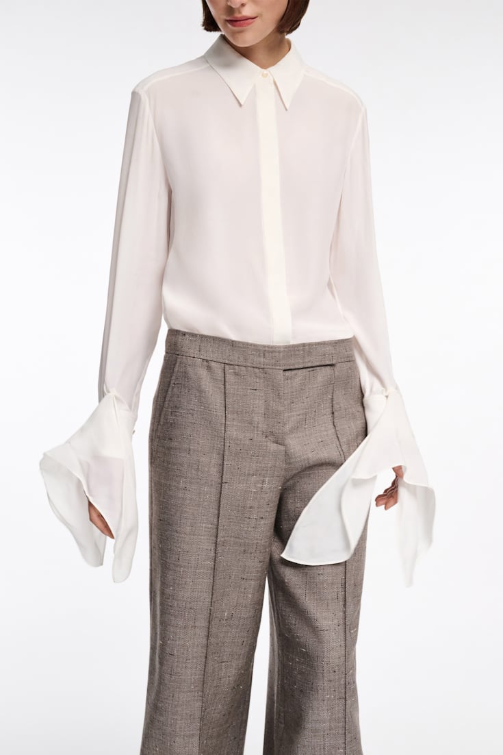Dorothee Schumacher Silk-viscose crêpe de Chine tie-sleeve blouse camellia white