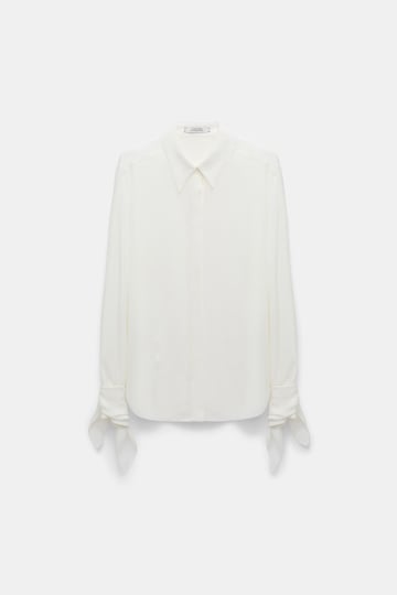 Dorothee Schumacher Silk-viscose crêpe de Chine tie-sleeve blouse camellia white