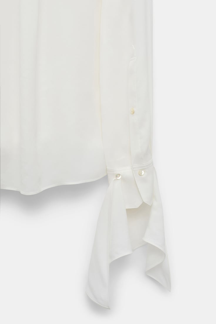 Dorothee Schumacher Silk-viscose crêpe de Chine tie-sleeve blouse camellia white