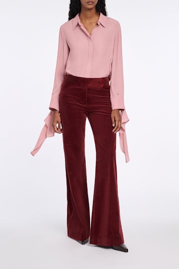 Dorothee Schumacher Silk-viscose crêpe de Chine tie-sleeve blouse tan