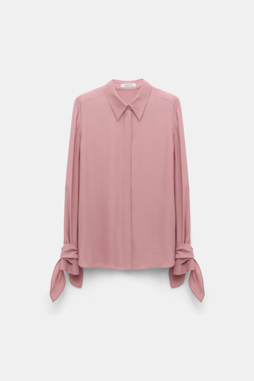 Dorothee Schumacher Silk-viscose crêpe de Chine tie-sleeve blouse tan