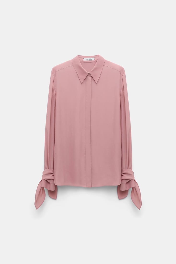 Dorothee Schumacher Silk-viscose crêpe de Chine tie-sleeve blouse tan