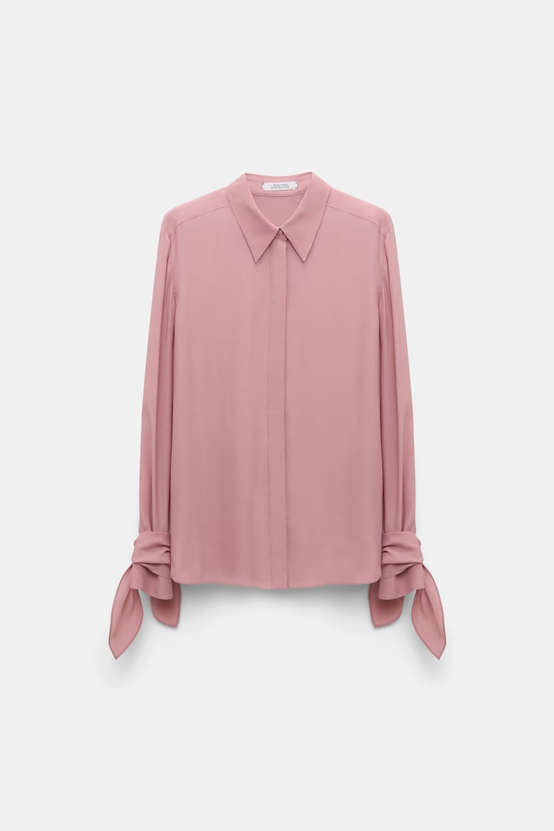 Dorothee Schumacher Silk-viscose Crãªpe De Chine Tie-sleeve Blouse In Pink