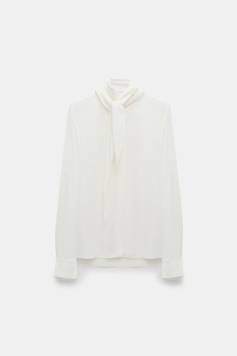 Dorothee Schumacher Flowing Silk-viscose Crãªpe De Chine Blouse With Tie In White