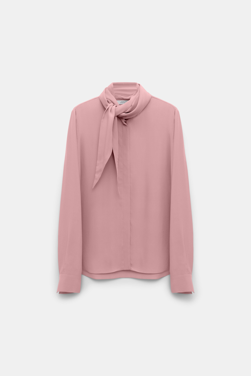 Dorothee Schumacher Flowing Silk-viscose Crãªpe De Chine Blouse With Tie In Pink